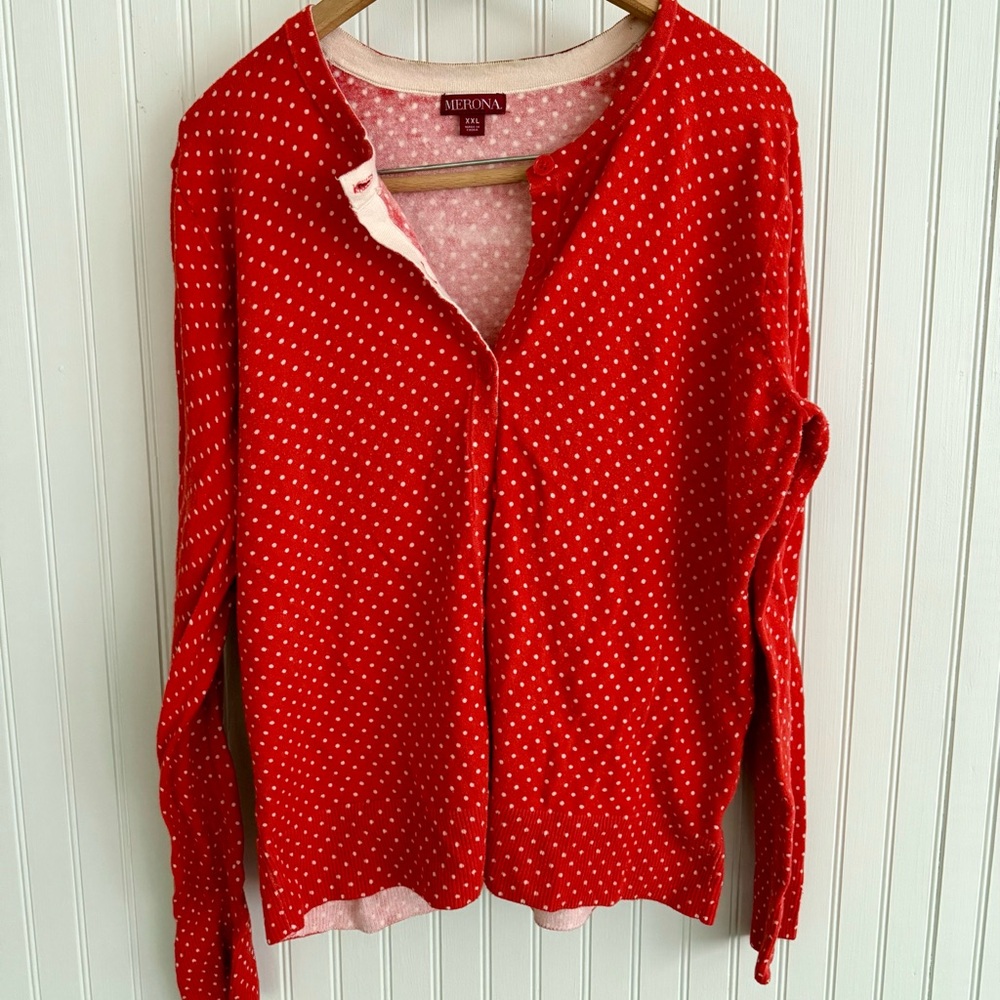Merona Red Polka Dot Cardigan size XXL
